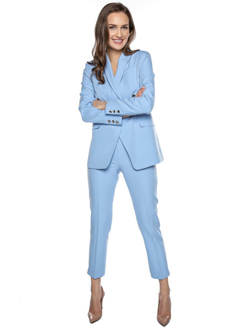 Costum bleu-Sacou doua randuri nasturi si cu pantalon