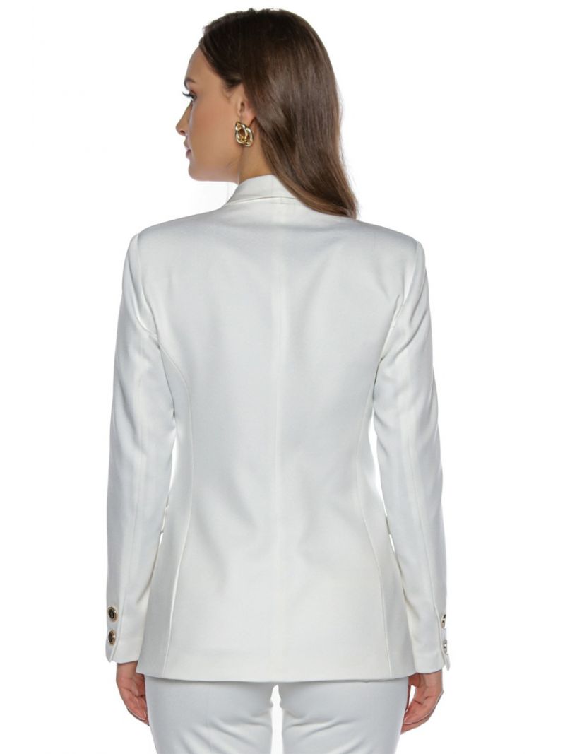 Costum alb-Sacou cu doua randuri de nasturi si pantalon